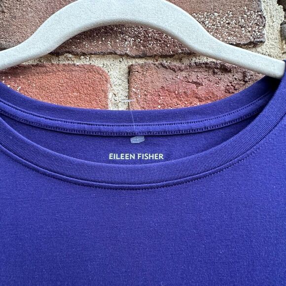 Eileen Fisher $158 Women's Organic Cotton Jersey Round-Neck Dress purple small - Picture 8 of 8